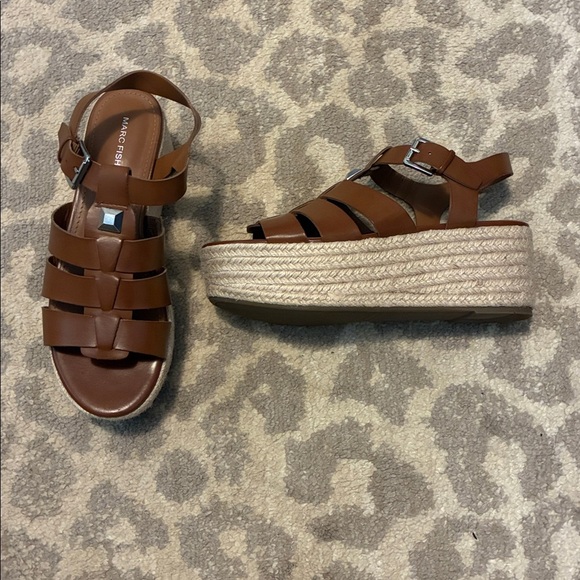 Marc Fisher Joven Leather Espadrille Wedges 8 - Picture 4 of 5
